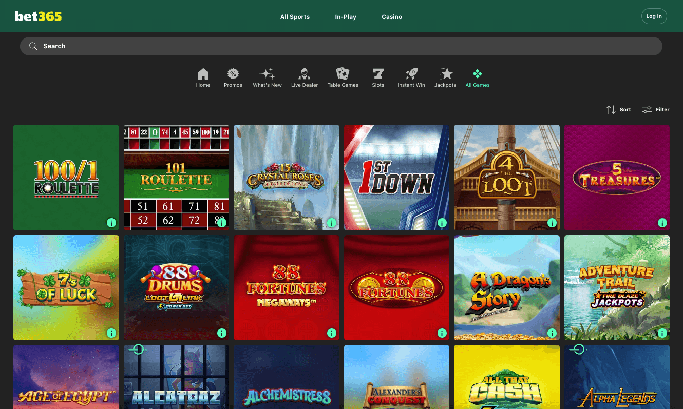 Bet365 casino games