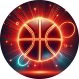 Black basketball with red and blue glowing lights