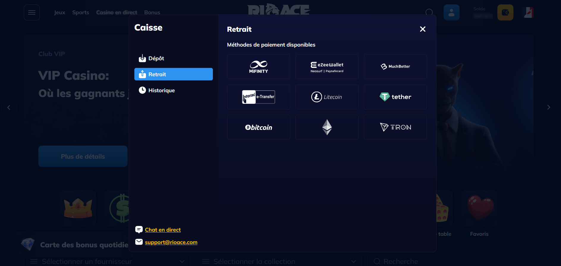 RioAce Retraits