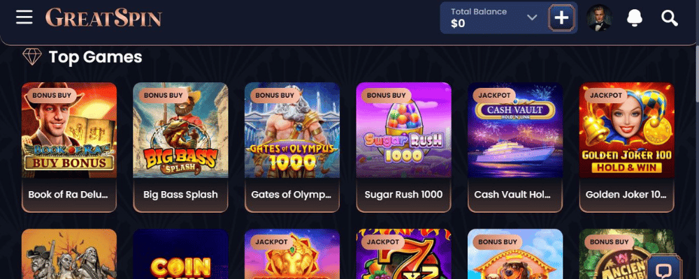 Using the Greatspin Casino Website