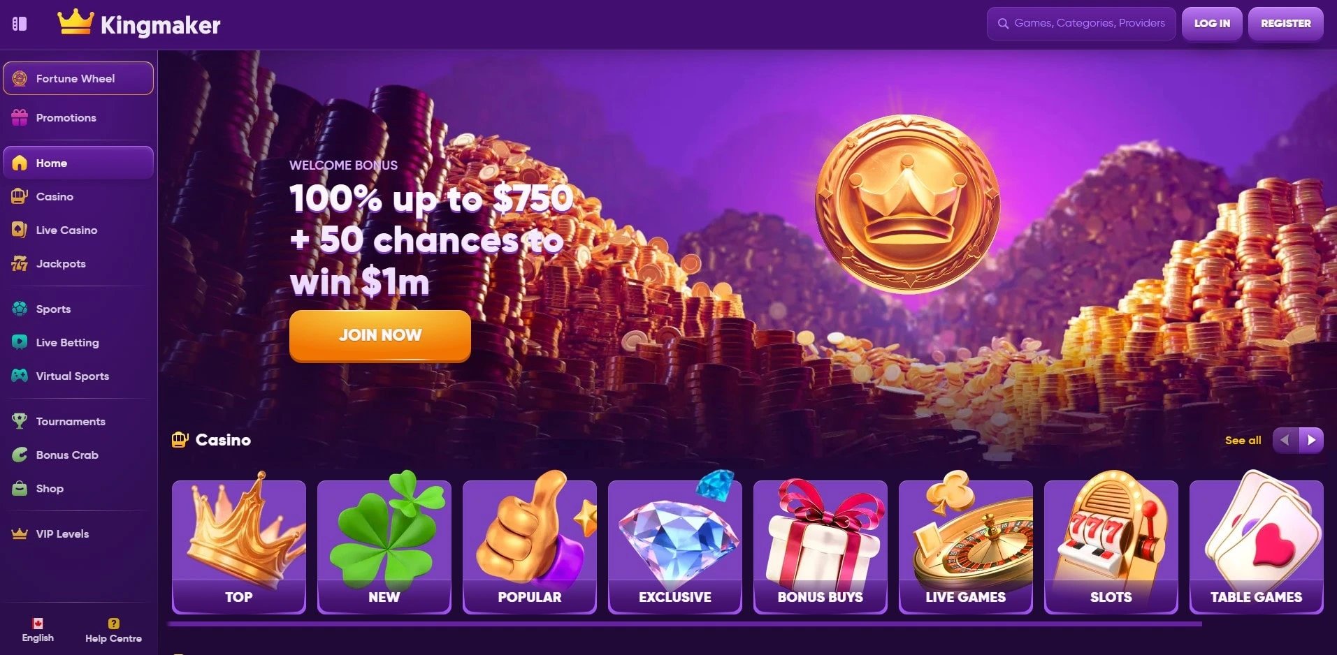 Using the Kingmaker Casino Website