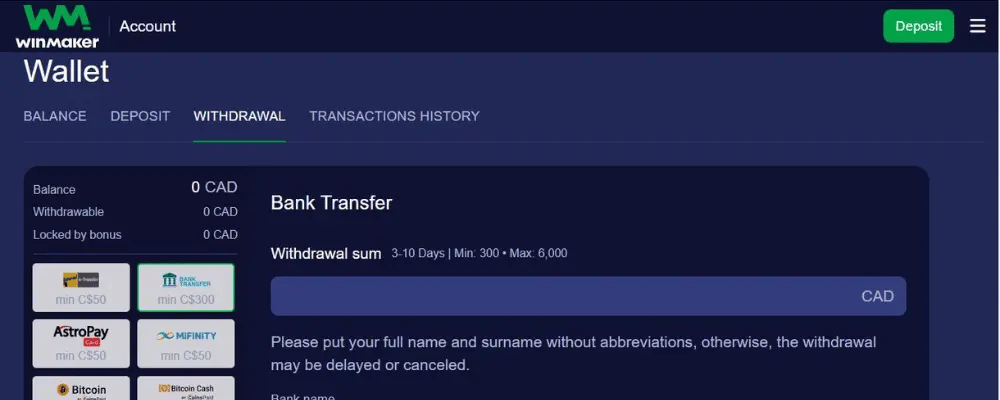 Winmaker Casino Withdraw Winnings